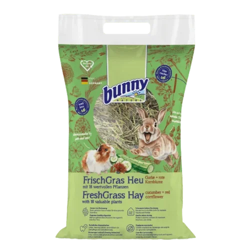 Bunny Nature FreshGrass Hø – med agurk og røde kornblomster (500g)