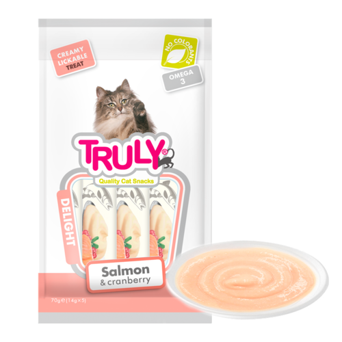 Truly Cat CreamyMed Laks/cranberry 70 gram