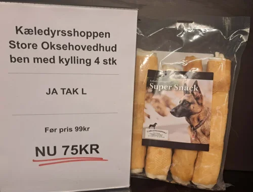 Kæledyrsshoppen Super Snack Oksehovedhud kylling pinde