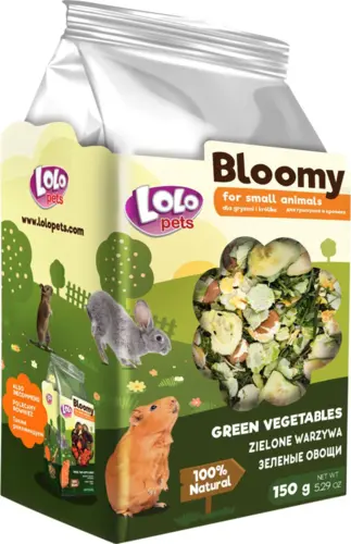 Bloomy Grønne grøntsager til gnavere og kaniner 150gram