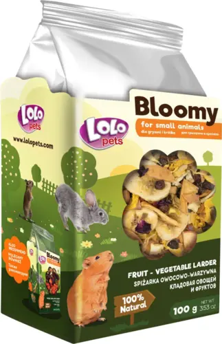 Bloomy Frugt- og grøntsagsspisekammer til gnavere og kaniner 100gram