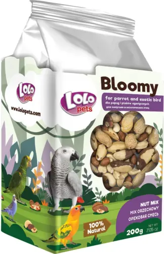Bloomy Nut Mix til papegøjer og eksotiske fugle 200gram