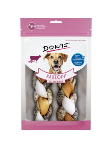 Dokas Flettet tyggeben m. fiskeskind, 2stk 120gr